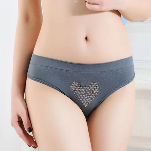 シームレス 7色  透かし彫り ハート柄 着心地良い 可愛い Tバック・タンガ