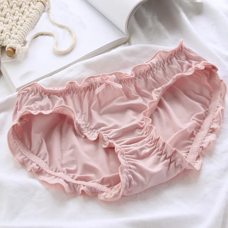 スウィート リボン付き フリル 美尻 無地 柔らかい 通気性良い スタンダードショーツ