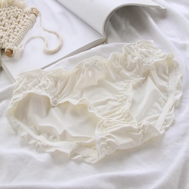 スウィート リボン付き フリル 美尻 無地 柔らかい 通気性良い スタンダードショーツ