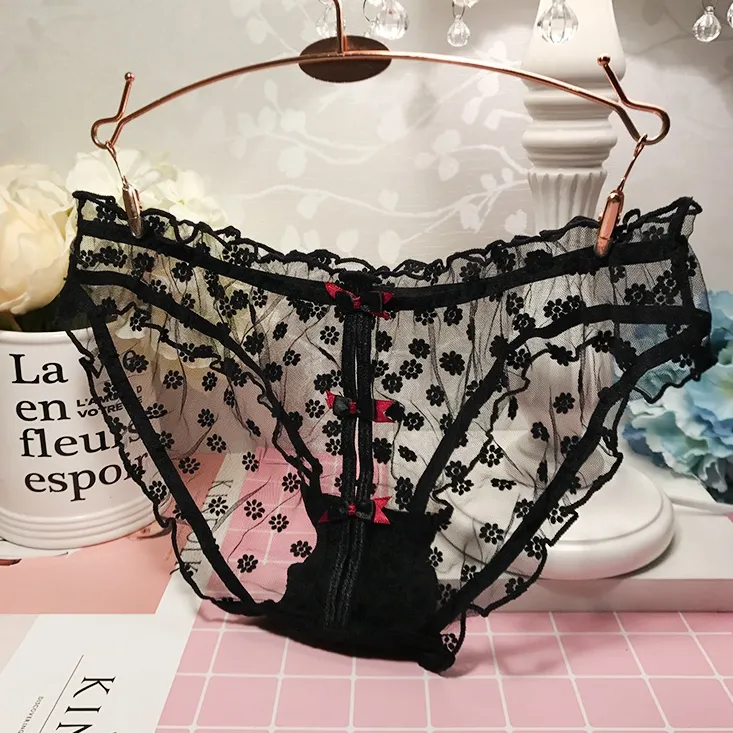 人気を独占中♡ 可愛い スケスケ メッシュ 高通気性 リボン 誘惑 セクシー レース 透かし彫り スタンダードショーツ