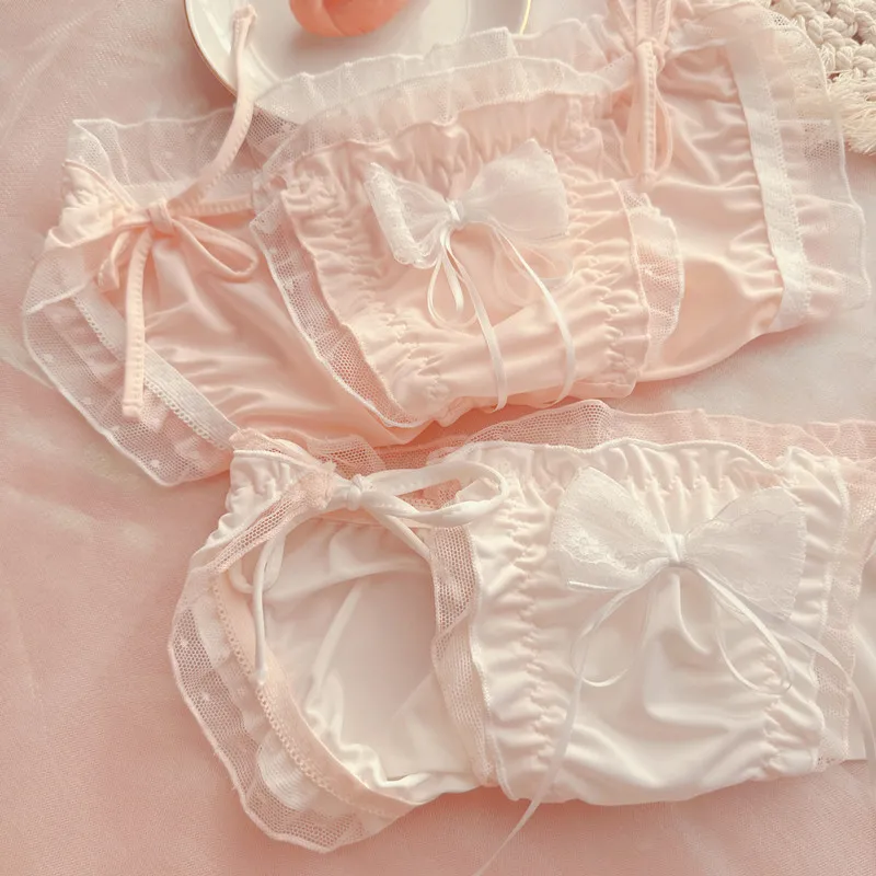 乙女 2点セット 紐パン 可愛い フリル お姫系 柔らかい スタンダードショーツ