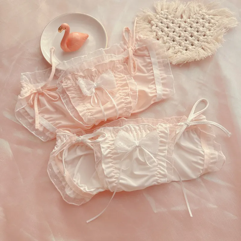 乙女 2点セット 紐パン 可愛い フリル お姫系 柔らかい スタンダードショーツ