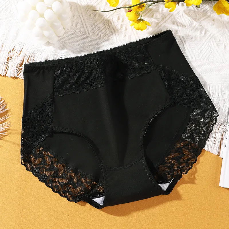 100%綿 レース 切り替え 美尻 ハイウエスト 上げ尻 素肌に優しく スタンダード ショーツ