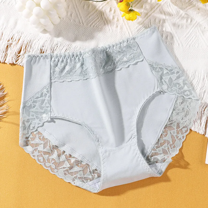 100%綿 レース 切り替え 美尻 ハイウエスト 上げ尻 素肌に優しく スタンダード ショーツ
