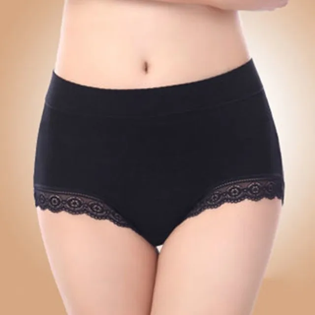 お腹をスッキリ ハイウエスト 多色お選び可 楽フィット レース切り替え美尻 ショーツ