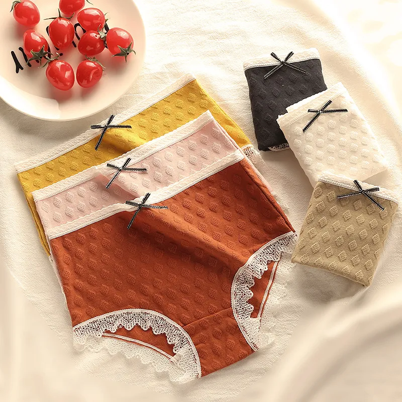 可愛い少女 レース 切り替え 100%綿 高通気 心地よい 元気いっぱい ショーツ