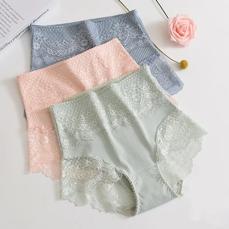 A級抗菌 防臭効果抜群 お腹引き締め ハイウエスト ヒップアップ セクシー レース スタンダード ショーツ