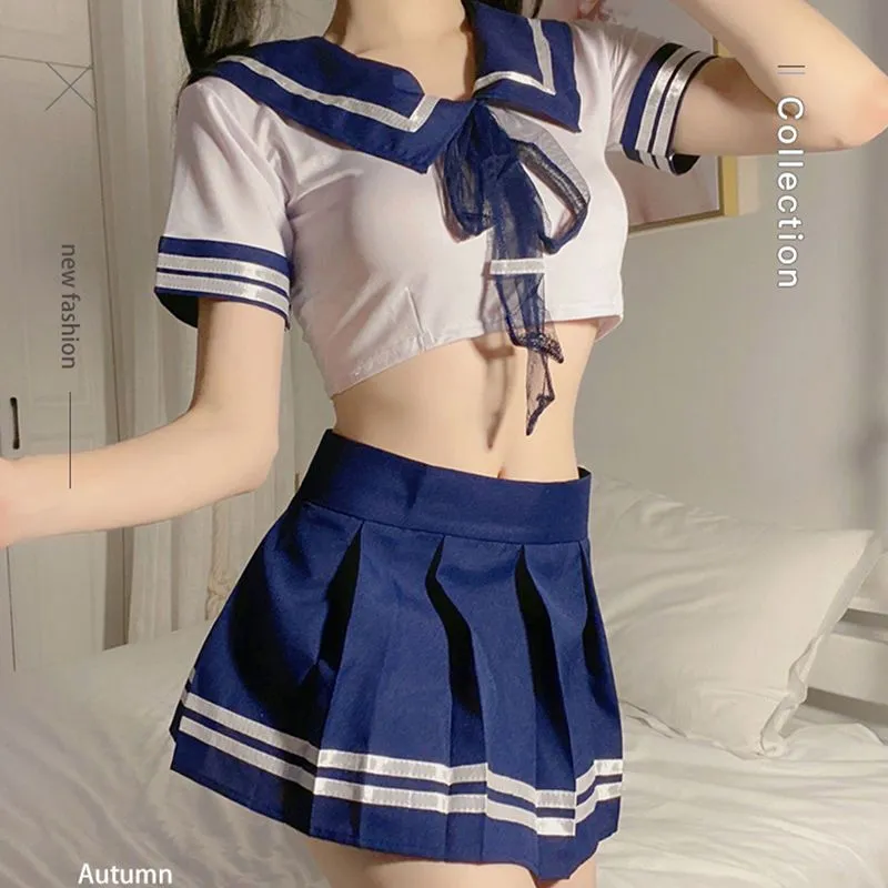 超かわいい セクシー コスプレ 誘惑 学生服 リボン 配色 脱ぎやすい ナイト用 ベビードール