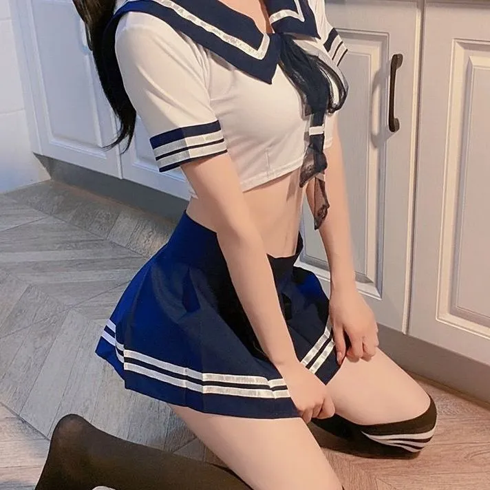 超かわいい セクシー コスプレ 誘惑 学生服 リボン 配色 脱ぎやすい ナイト用 ベビードール