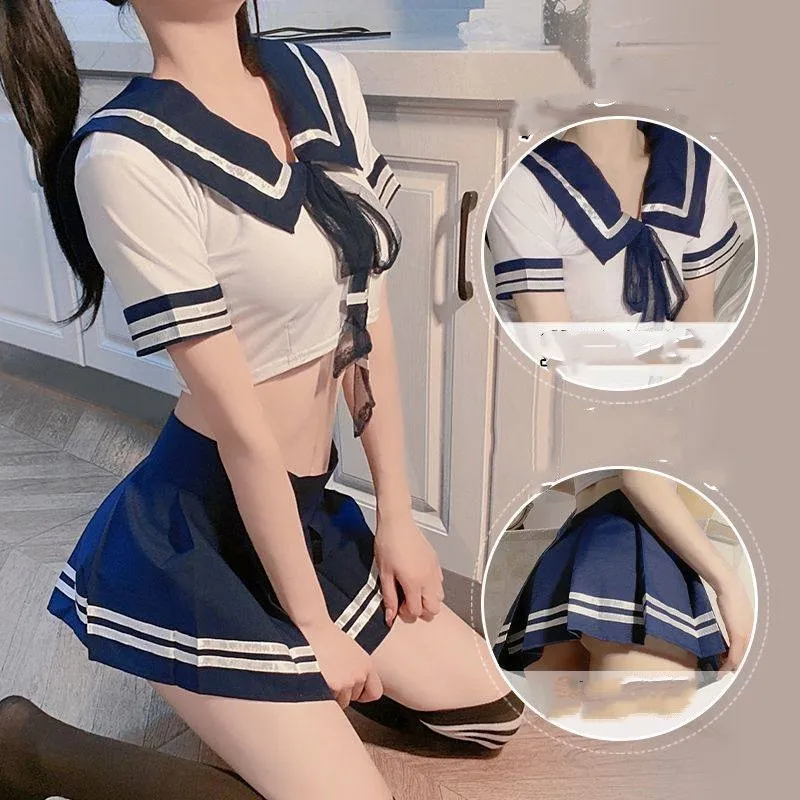 超かわいい セクシー コスプレ 誘惑 学生服 リボン 配色 脱ぎやすい ナイト用 ベビードール